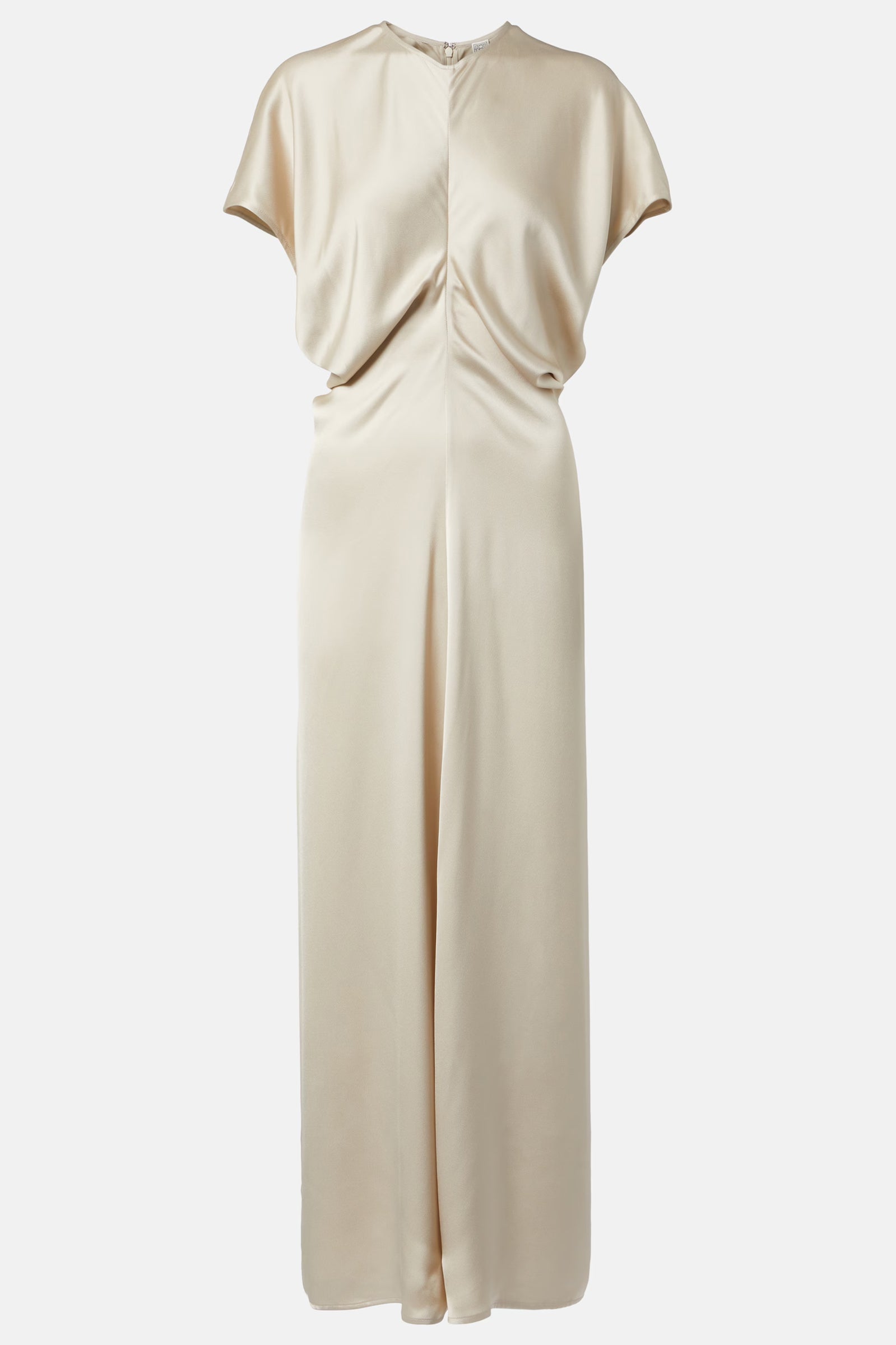 Satin flared midi dress beige