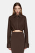 Felipe Albernaz cropped brown shirt front view – minimalist long sleeve structured top for women