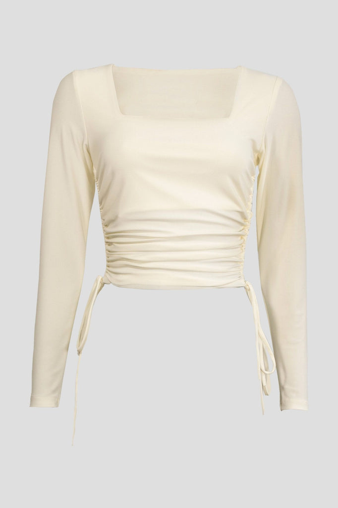 Stretch-jersey designer top with long sleeves