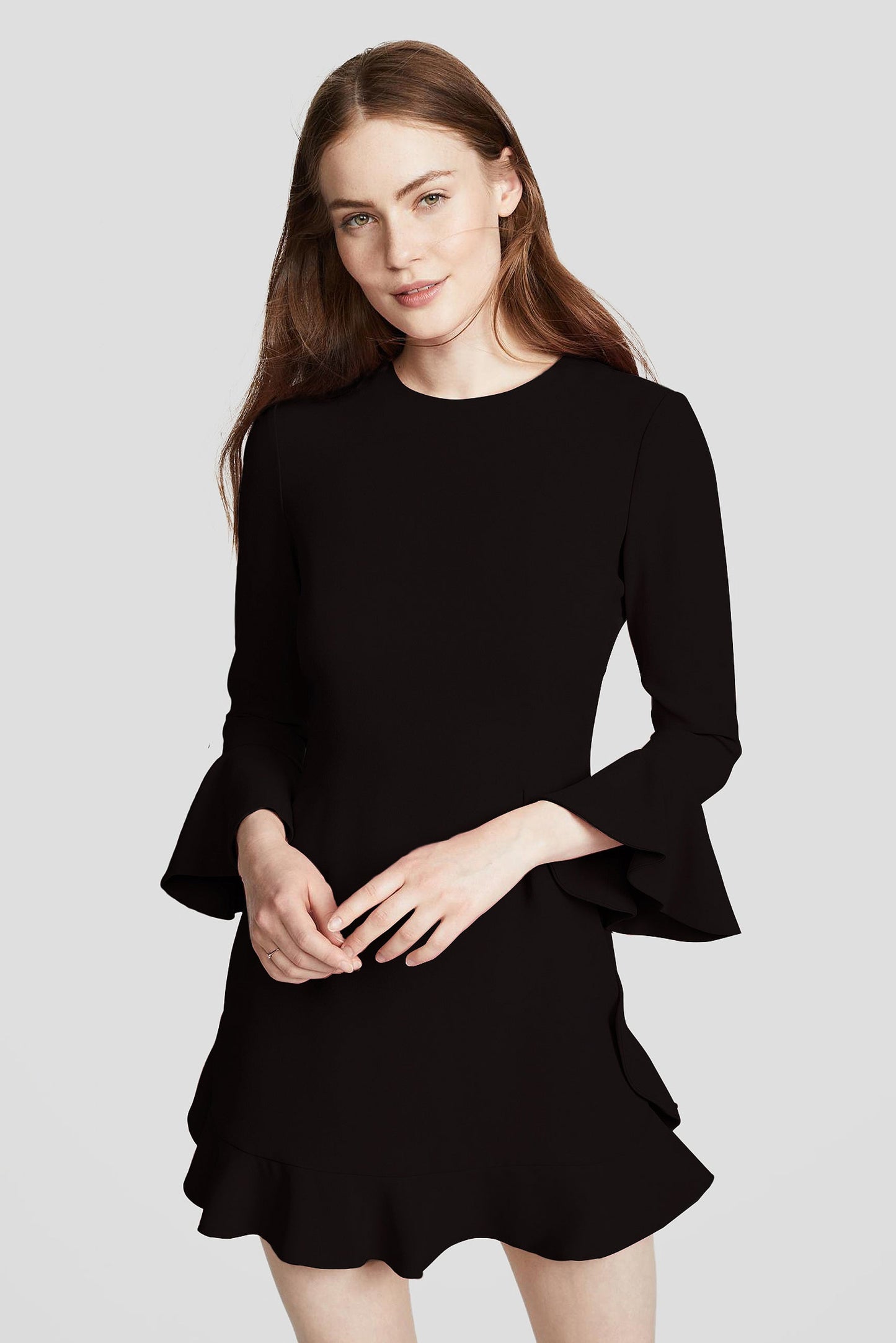 Vestido de crepé elástico con volantes